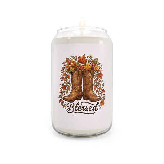 Blessed Cowboy Boots Fall Soy Candle — 13.75oz Scented Jar