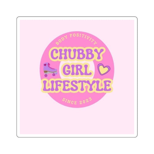 Chubby Girl Lifestyle Square Sticker — Pink Body Positivity Roller Skate Design