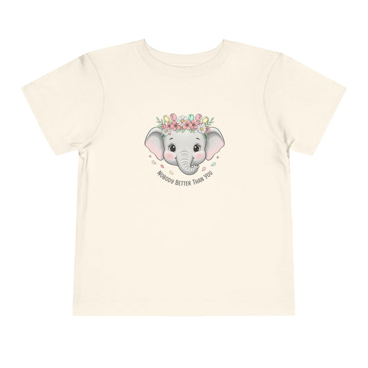 Toddler Tee — Cute Floral Elephant "A Hug Is Better Than Wi‑Fi"