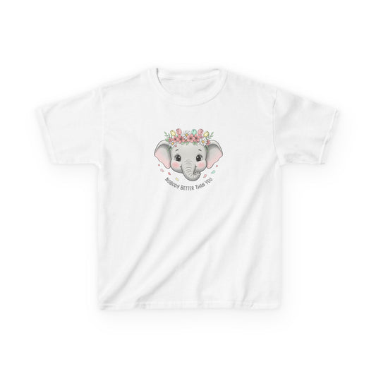 Kids Tee — Cute Elephant with Floral Crown (“Adorable Little One”)