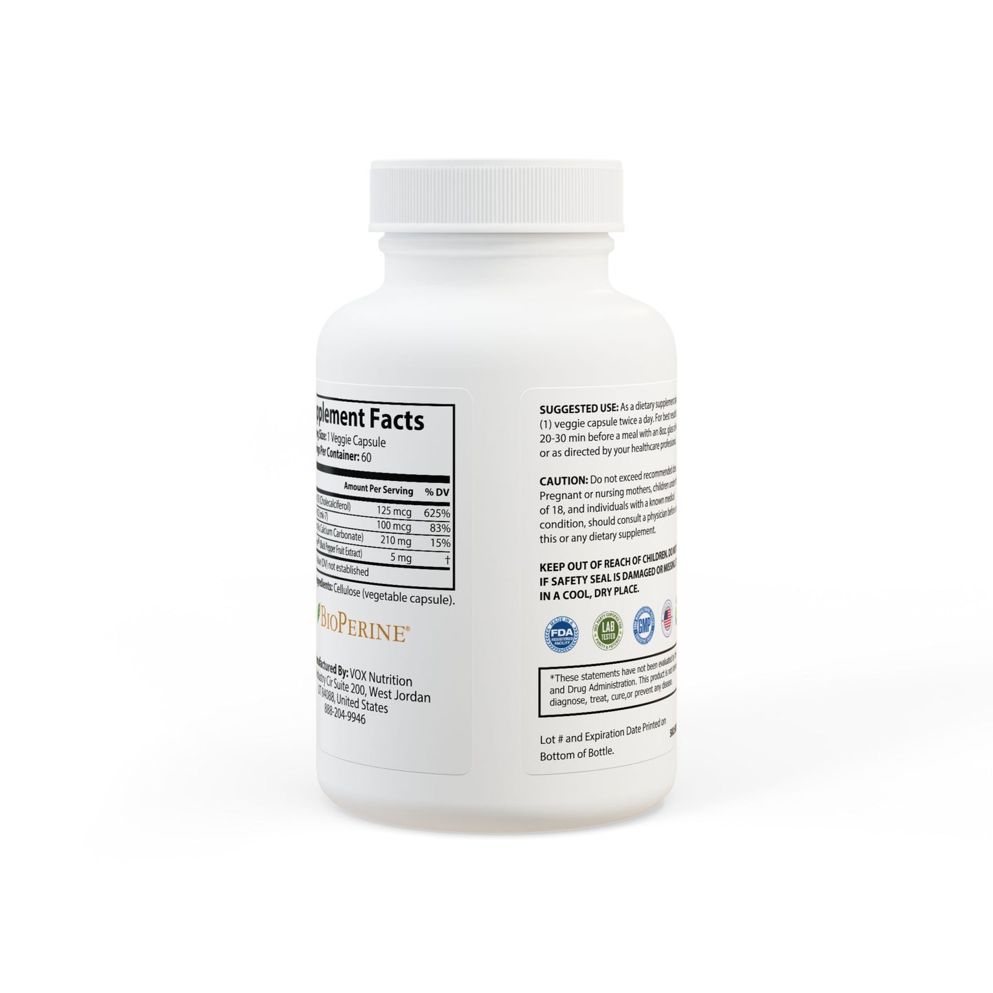 The Six Step Method: Vitamin K2 + D3 Supplement (60 Capsules)