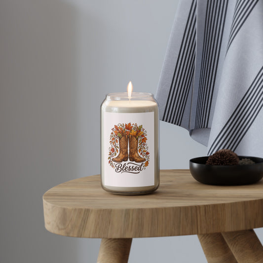 Blessed Cowboy Boots Fall Soy Candle — 13.75oz Scented Jar