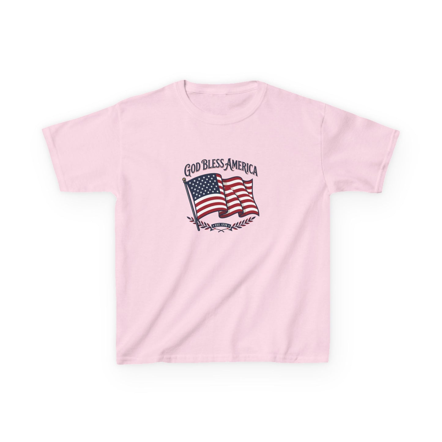 Kids T-Shirt — "God Bless America" American Flag Patriotic Tee for Kids