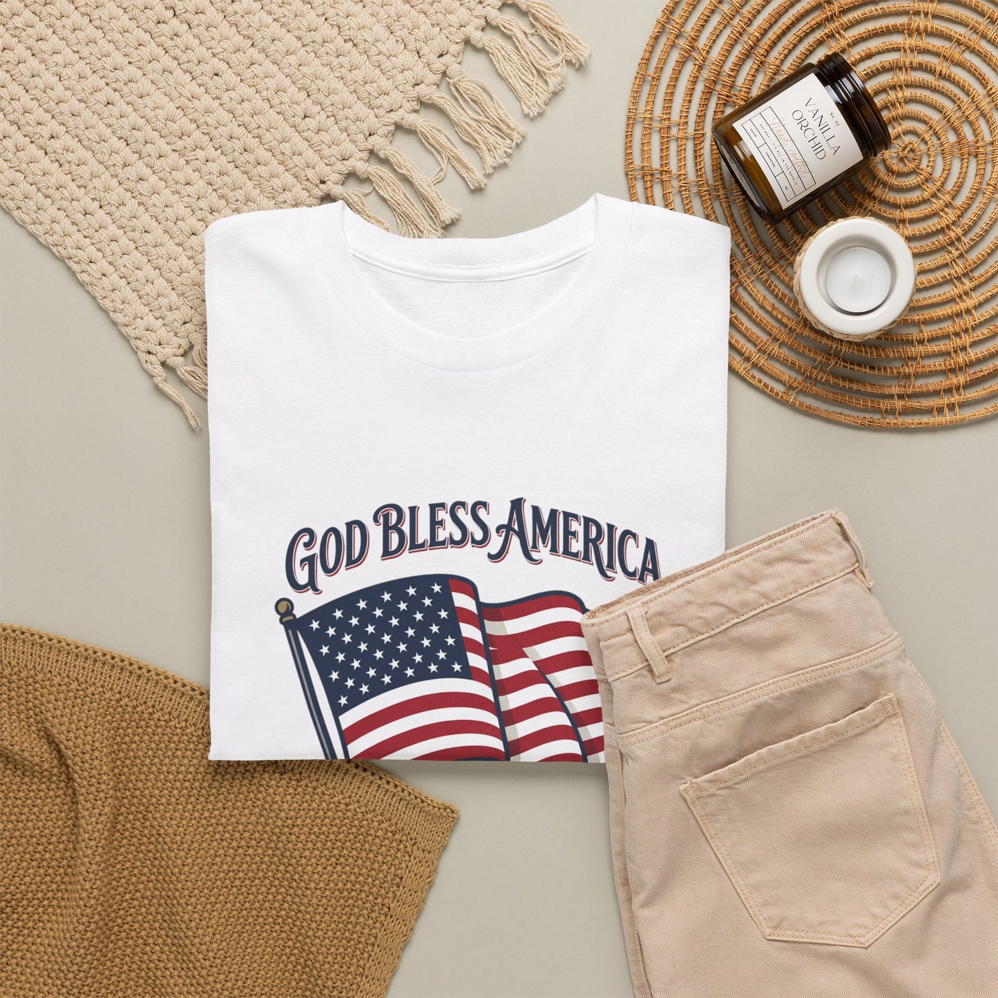 Patriotic Tee - "God Bless America" American Flag T-Shirt for 4th of July
