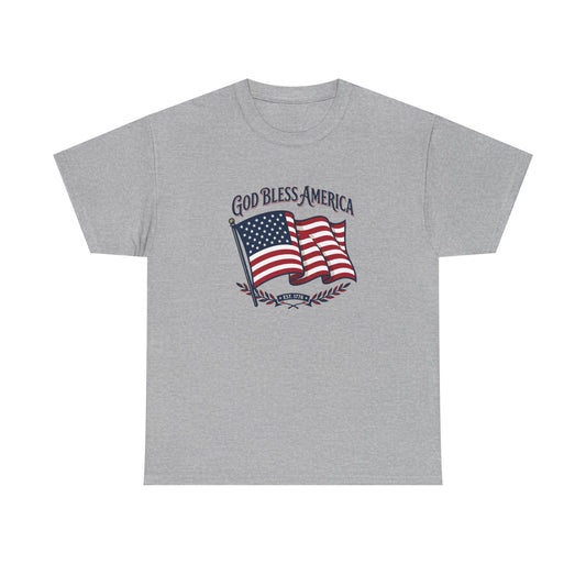 Patriotic Tee - "God Bless America" American Flag T-Shirt for 4th of July