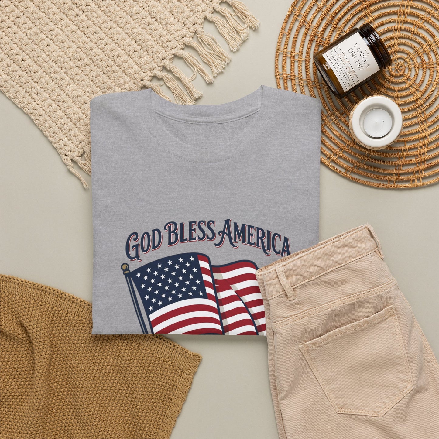 Patriotic Tee - "God Bless America" American Flag T-Shirt for 4th of July