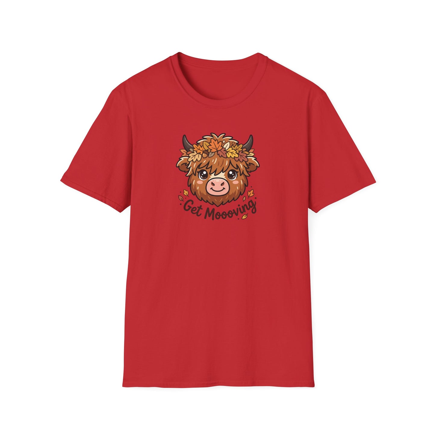 Get Moooving Highland Cow T-Shirt — Cute Autumn Floral Cow Graphic Tee