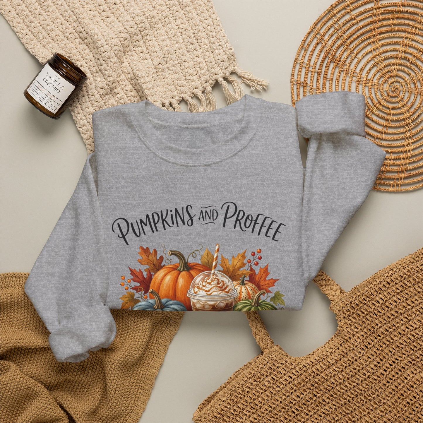 Pumpkins and Proffee (Protein Coffee) Sweatshirt — Fall Pumpkin Bouquet Crewneck