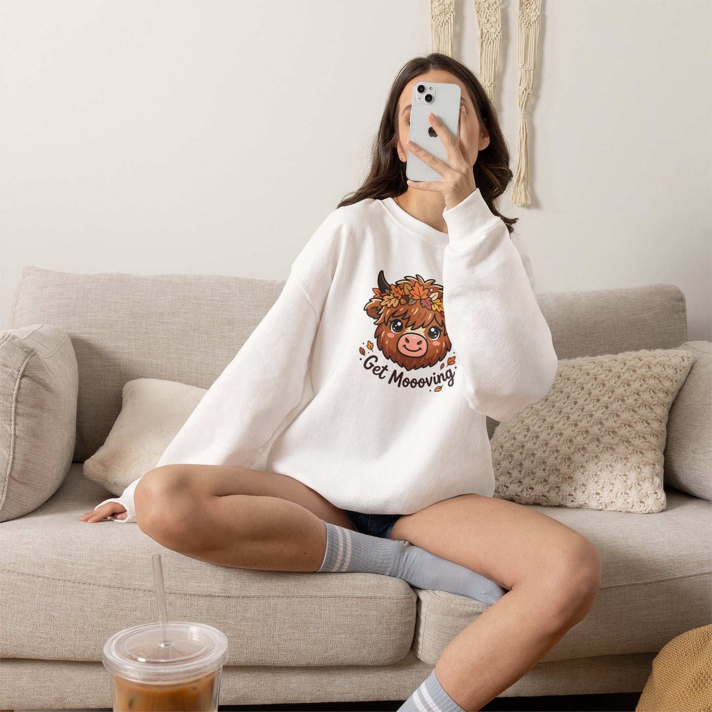 Get Moooving! Fall Highland Cow Sweatshirt