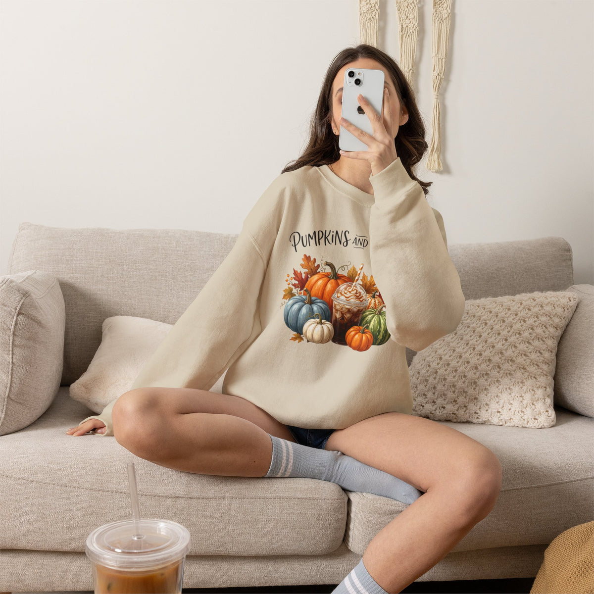 Pumpkins and Proffee (Protein Coffee) Sweatshirt — Fall Pumpkin Bouquet Crewneck