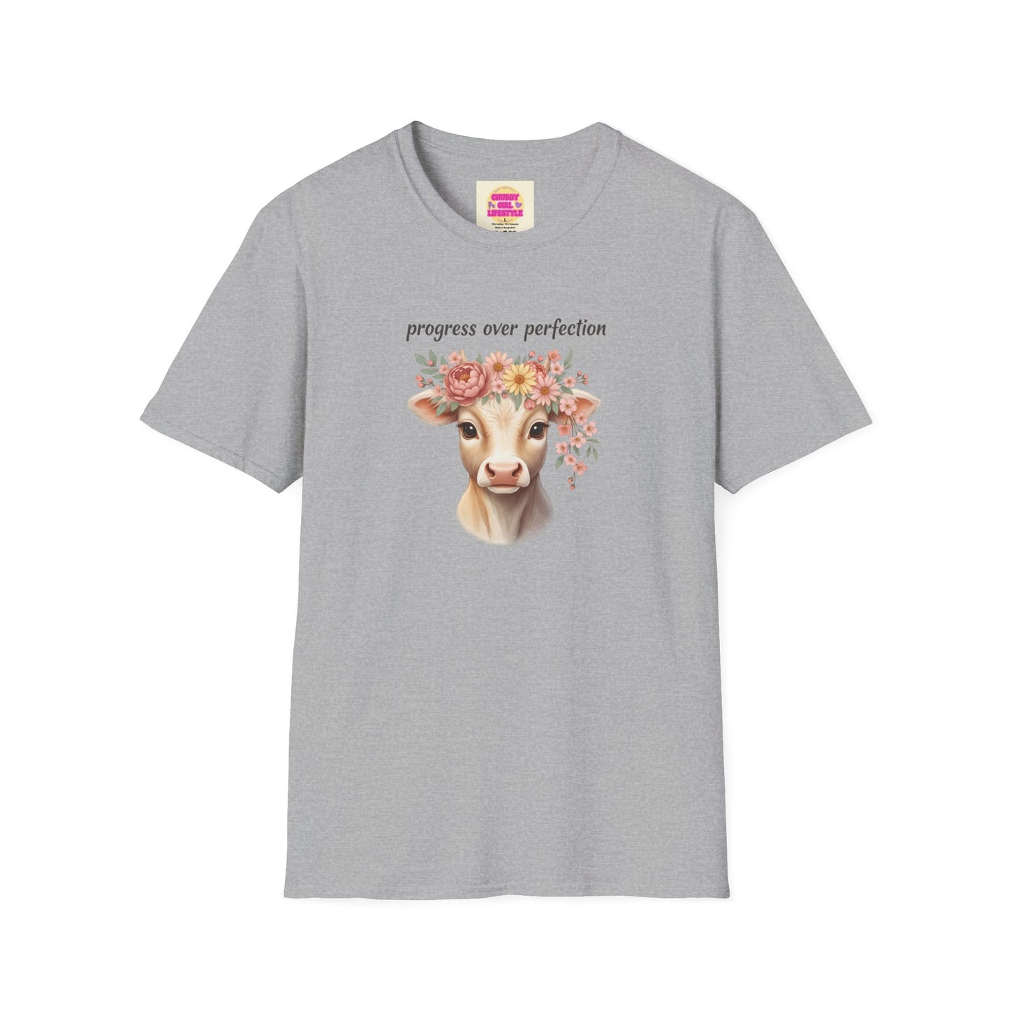 Progress Over Perfection Floral Cow Shirt
