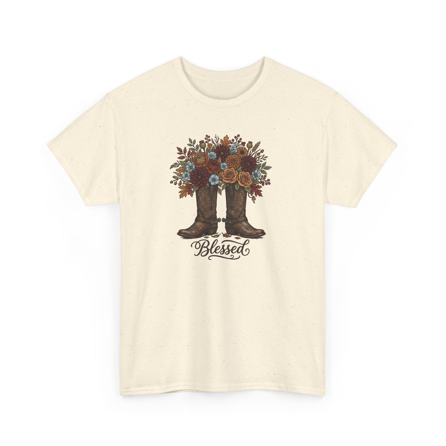 Blessed Cowboy Boots Floral Tee — Rustic Country Western Graphic T-Shirt