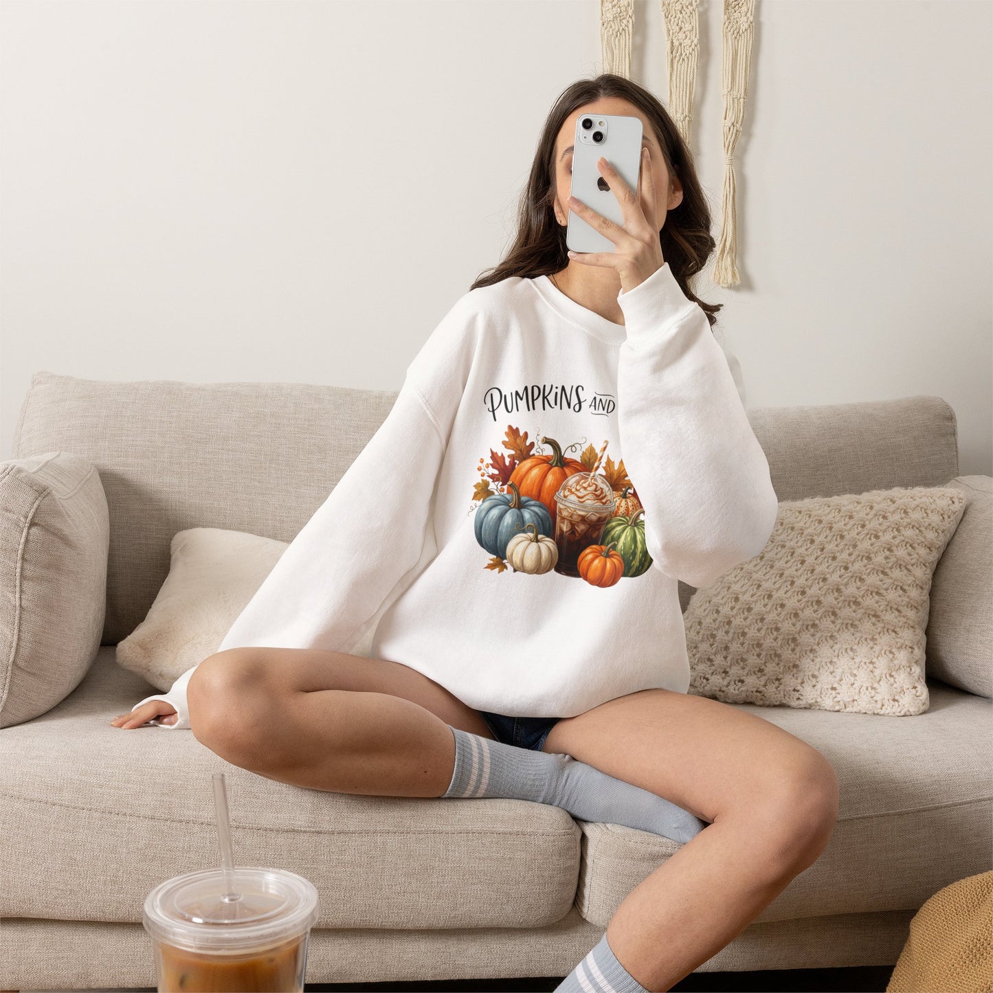 Pumpkins and Proffee (Protein Coffee) Sweatshirt — Fall Pumpkin Bouquet Crewneck
