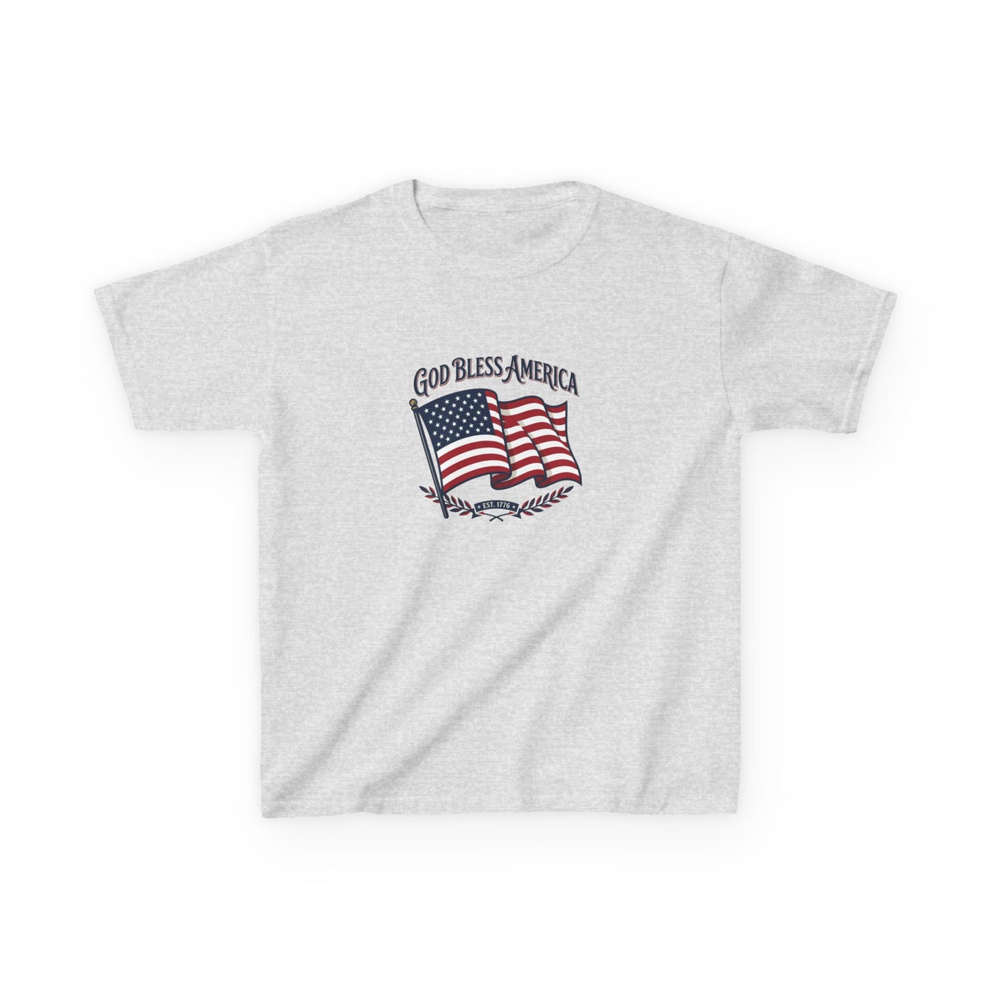 Kids T-Shirt — "God Bless America" American Flag Patriotic Tee for Kids