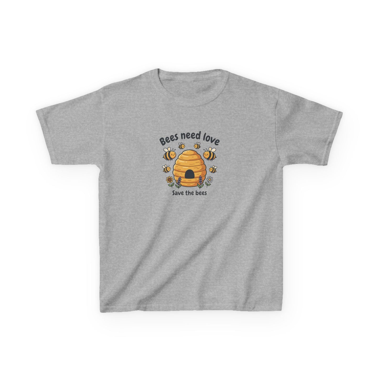 Kids Tee — "Bees Need Love" Save the Bees Cute Bee Skep Graphic