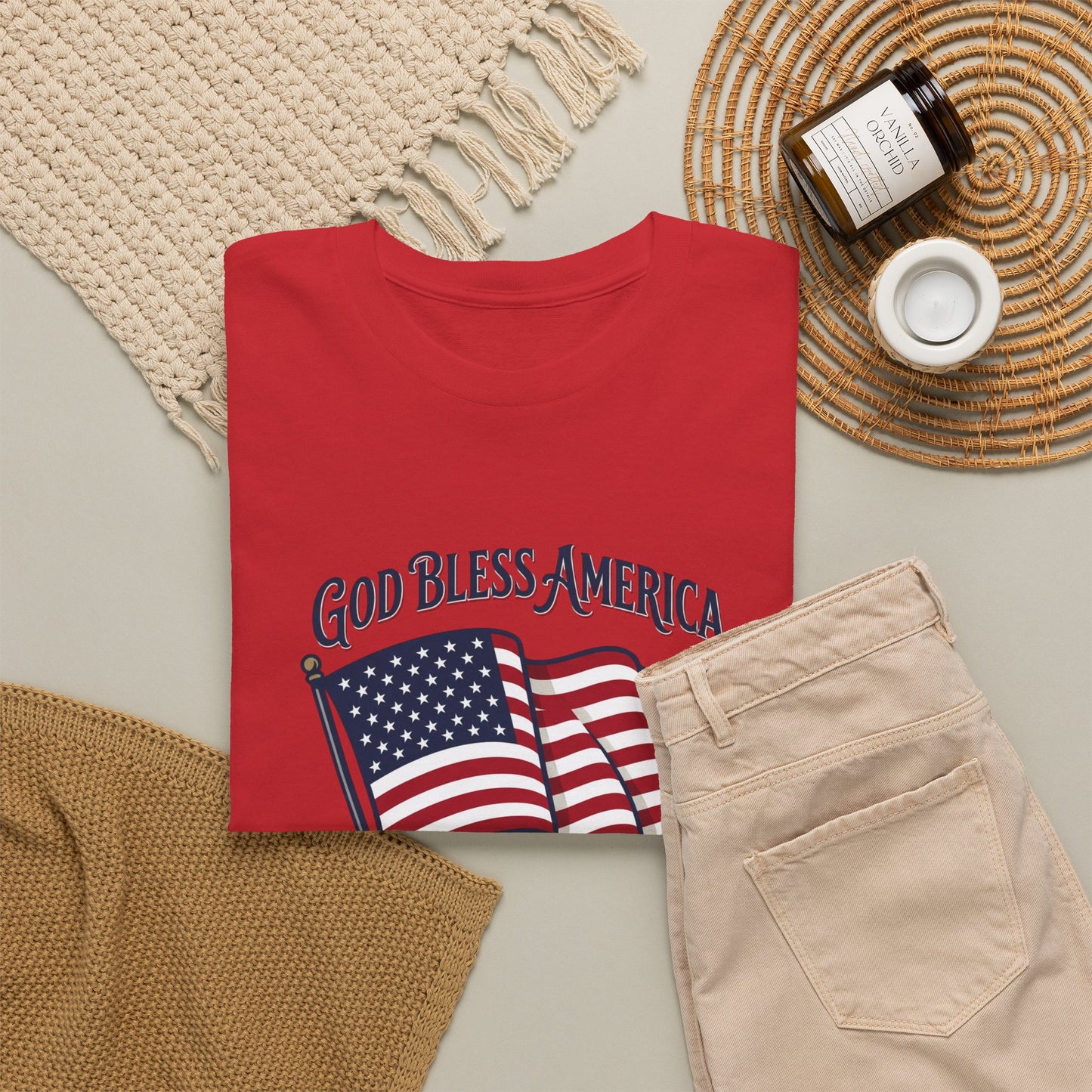 Patriotic Tee - "God Bless America" American Flag T-Shirt for 4th of July