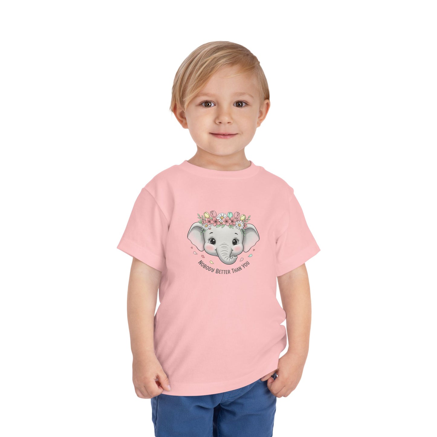 Toddler Tee — Cute Floral Elephant "A Hug Is Better Than Wi‑Fi"