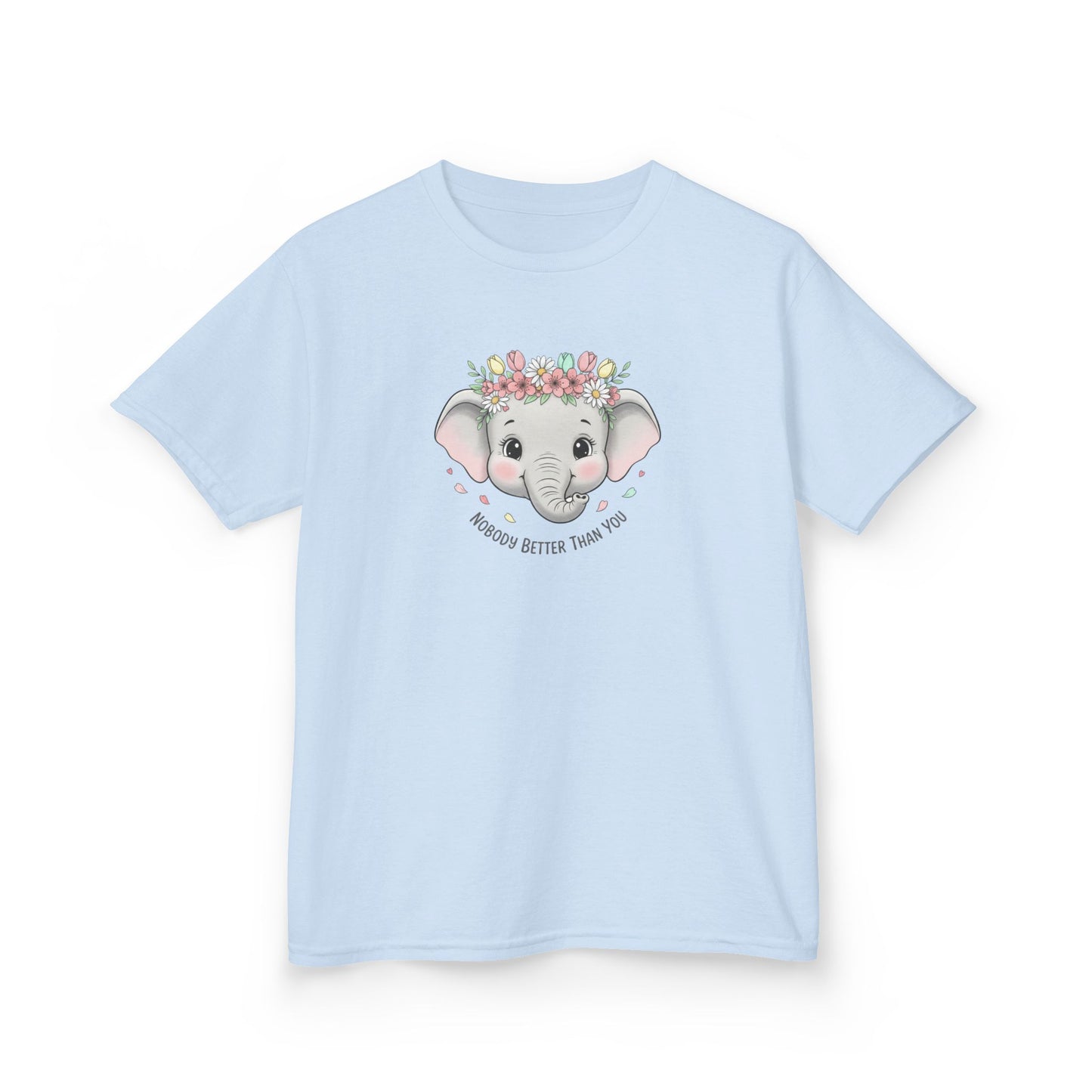 Kids Tee — Cute Elephant with Floral Crown (“Adorable Little One”)