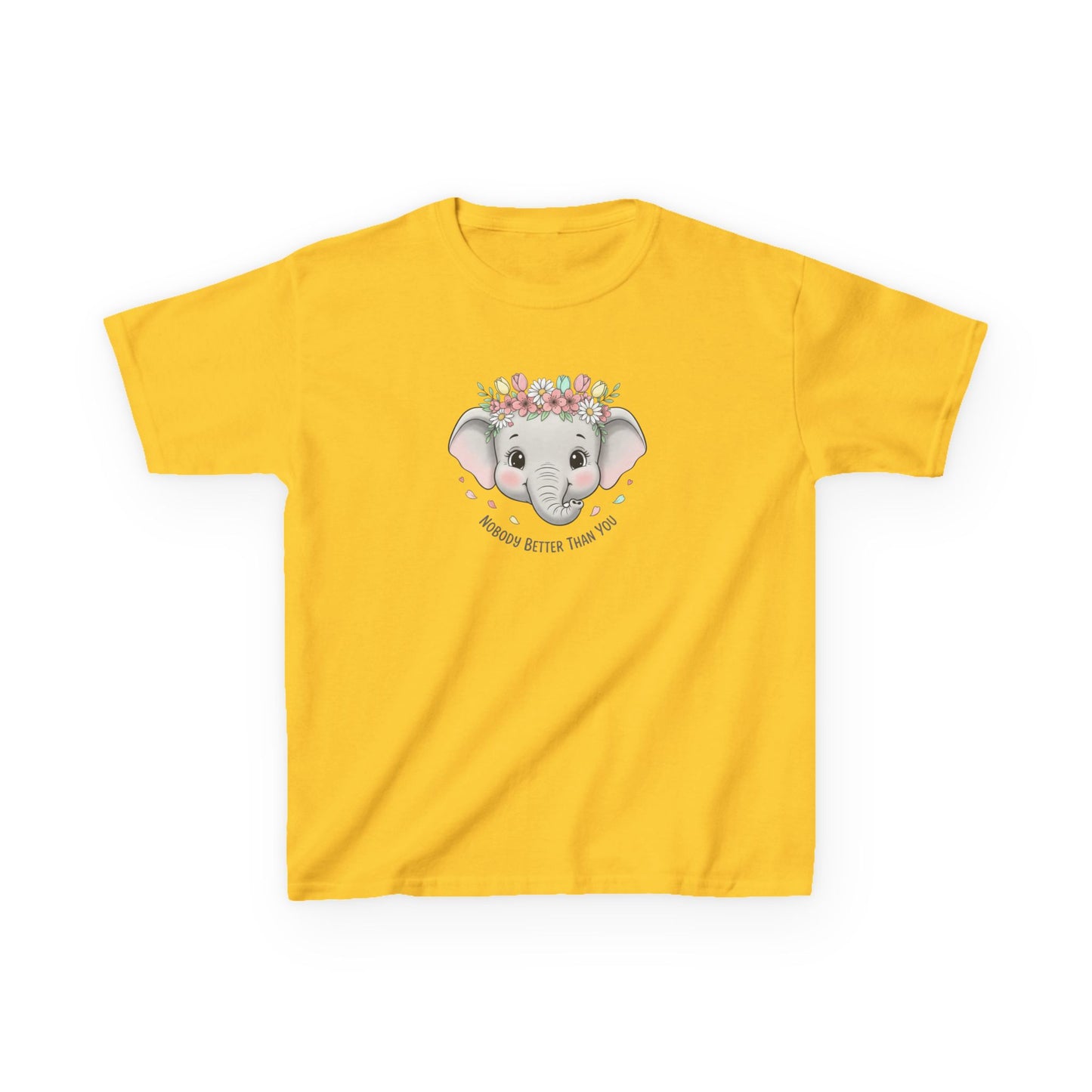 Kids Tee — Cute Elephant with Floral Crown (“Adorable Little One”)