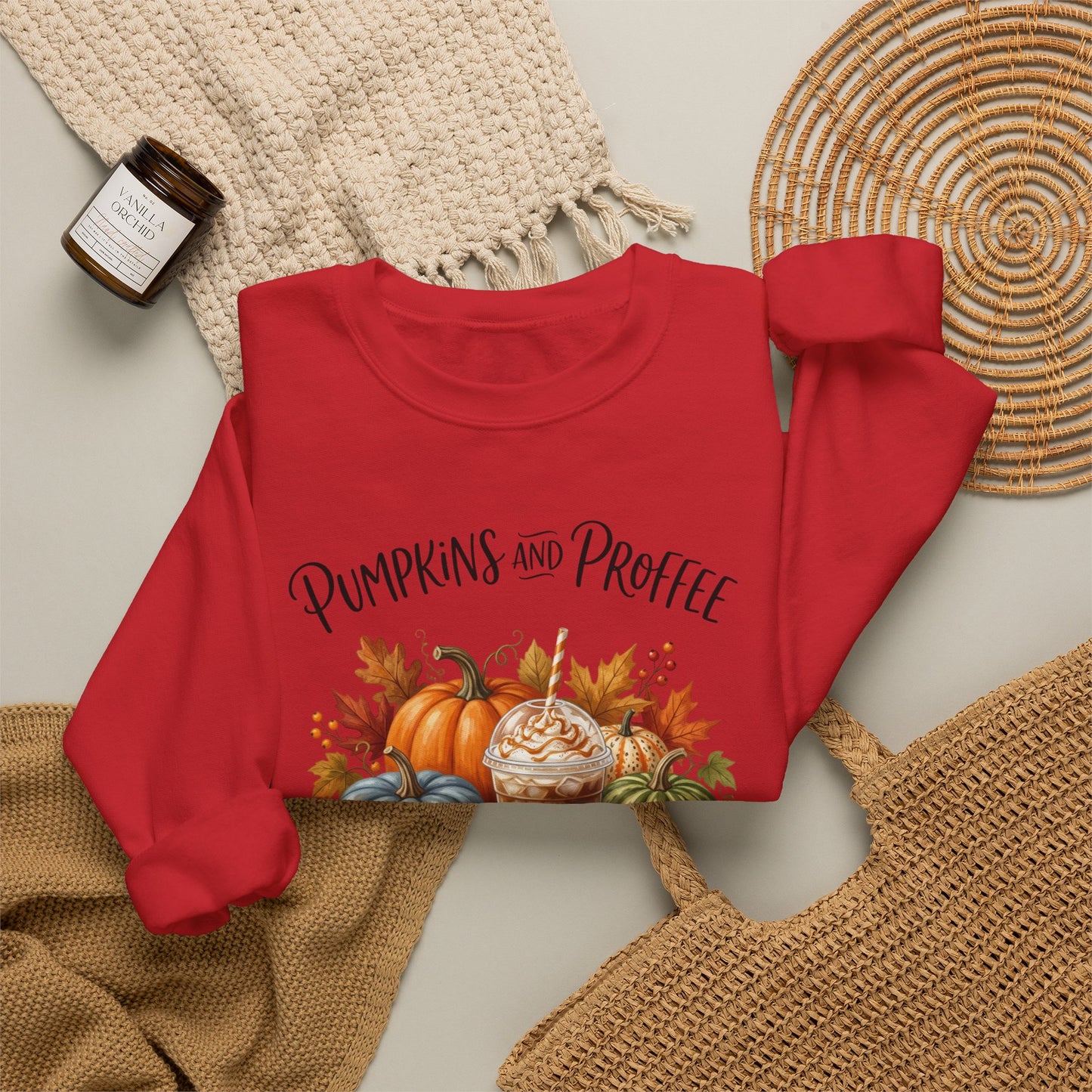 Pumpkins and Proffee (Protein Coffee) Sweatshirt — Fall Pumpkin Bouquet Crewneck