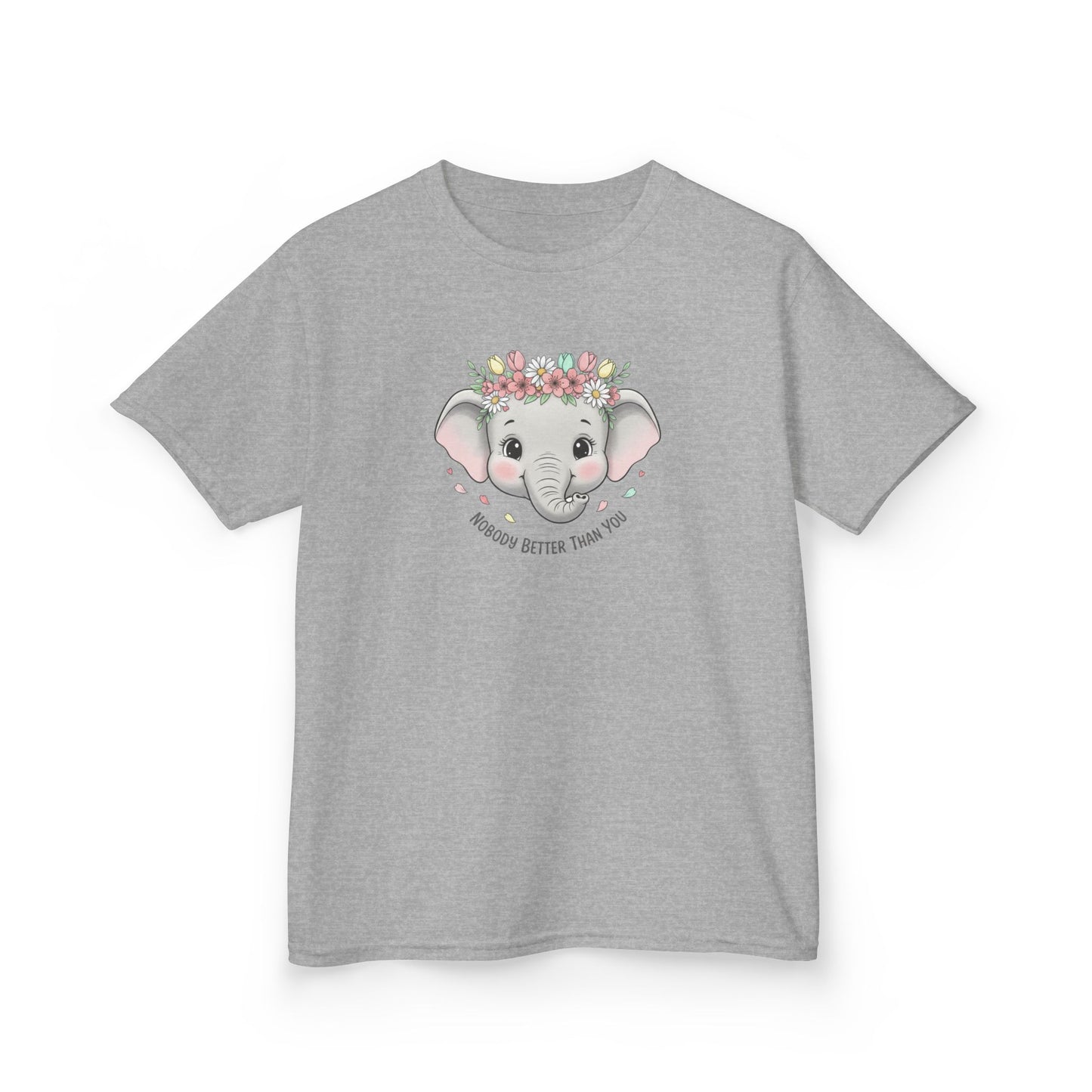 Kids Tee — Cute Elephant with Floral Crown (“Adorable Little One”)