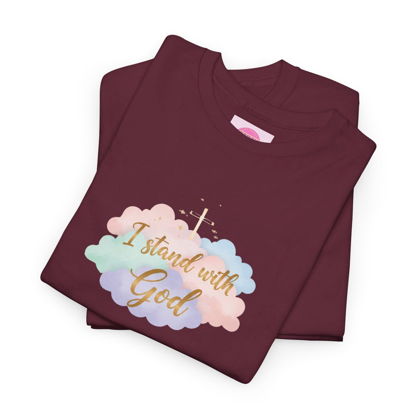 I Stand with God T-Shirt — Pastel Cloud Faith Tee