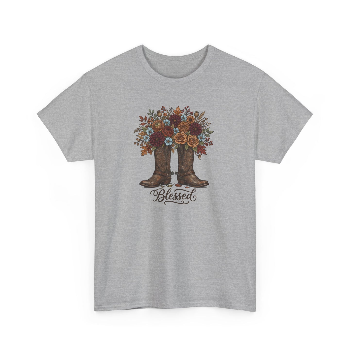 Blessed Cowboy Boots Floral Tee — Rustic Country Western Graphic T-Shirt
