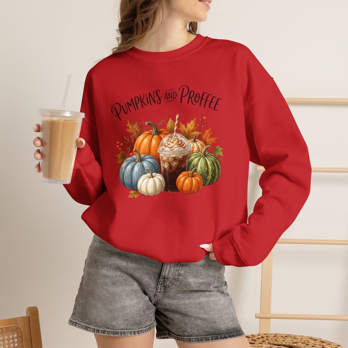 Pumpkins and Proffee (Protein Coffee) Sweatshirt — Fall Pumpkin Bouquet Crewneck