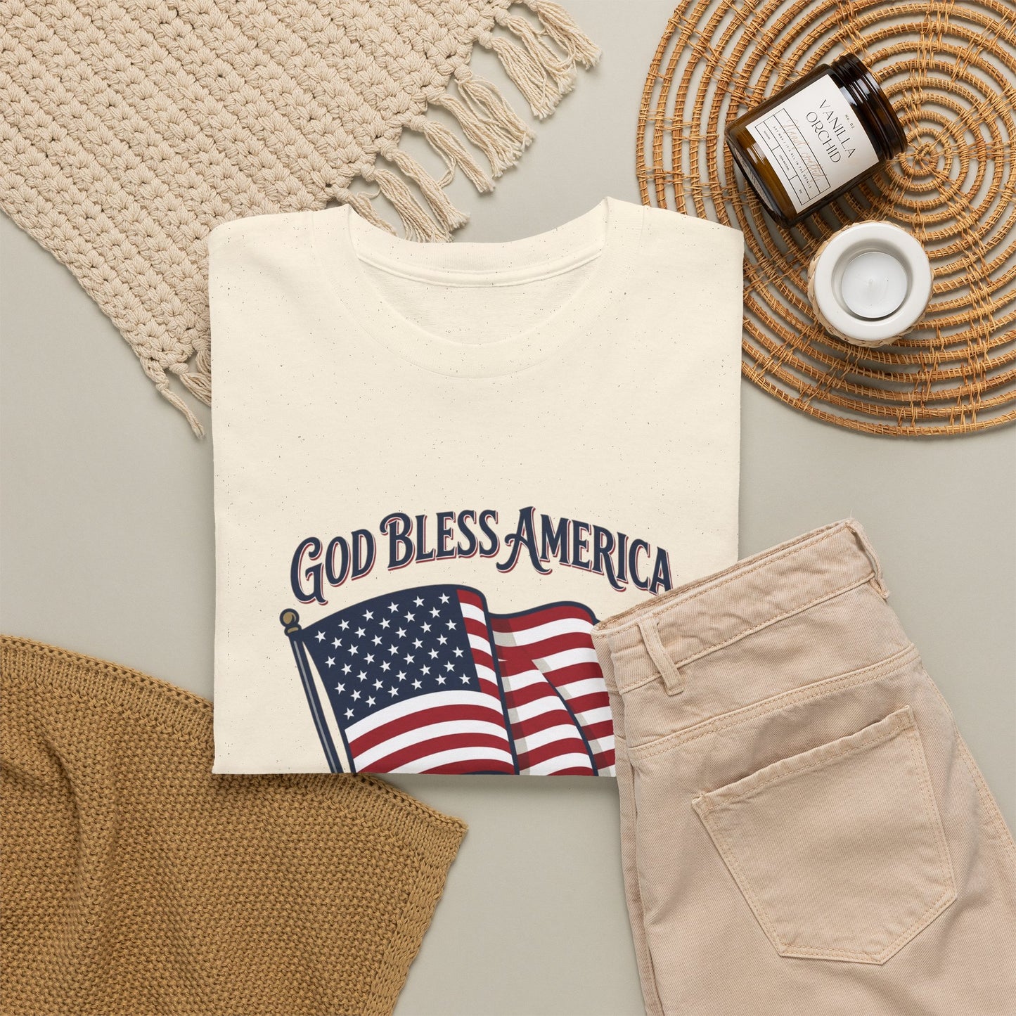 Patriotic Tee - "God Bless America" American Flag T-Shirt for 4th of July