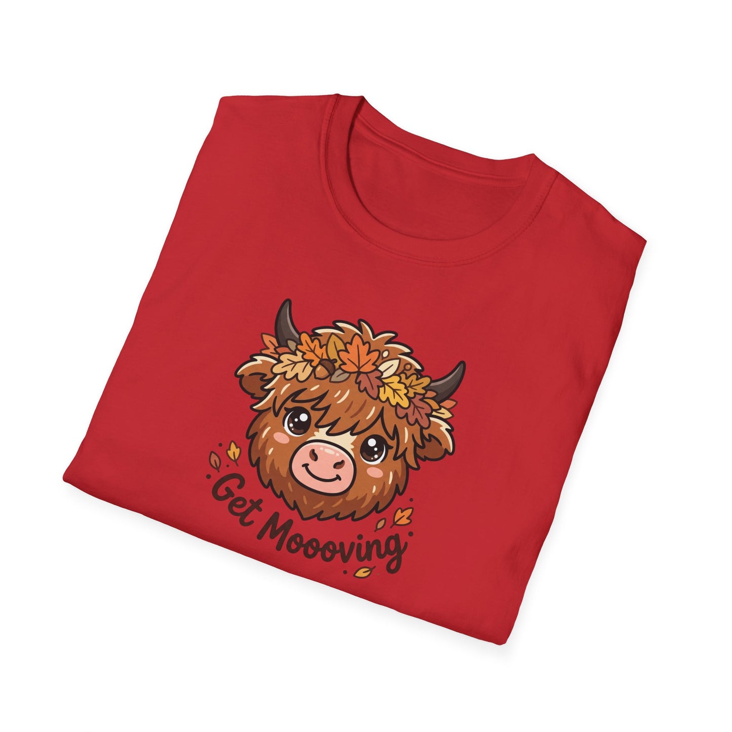 Get Moooving Highland Cow T-Shirt — Cute Autumn Floral Cow Graphic Tee