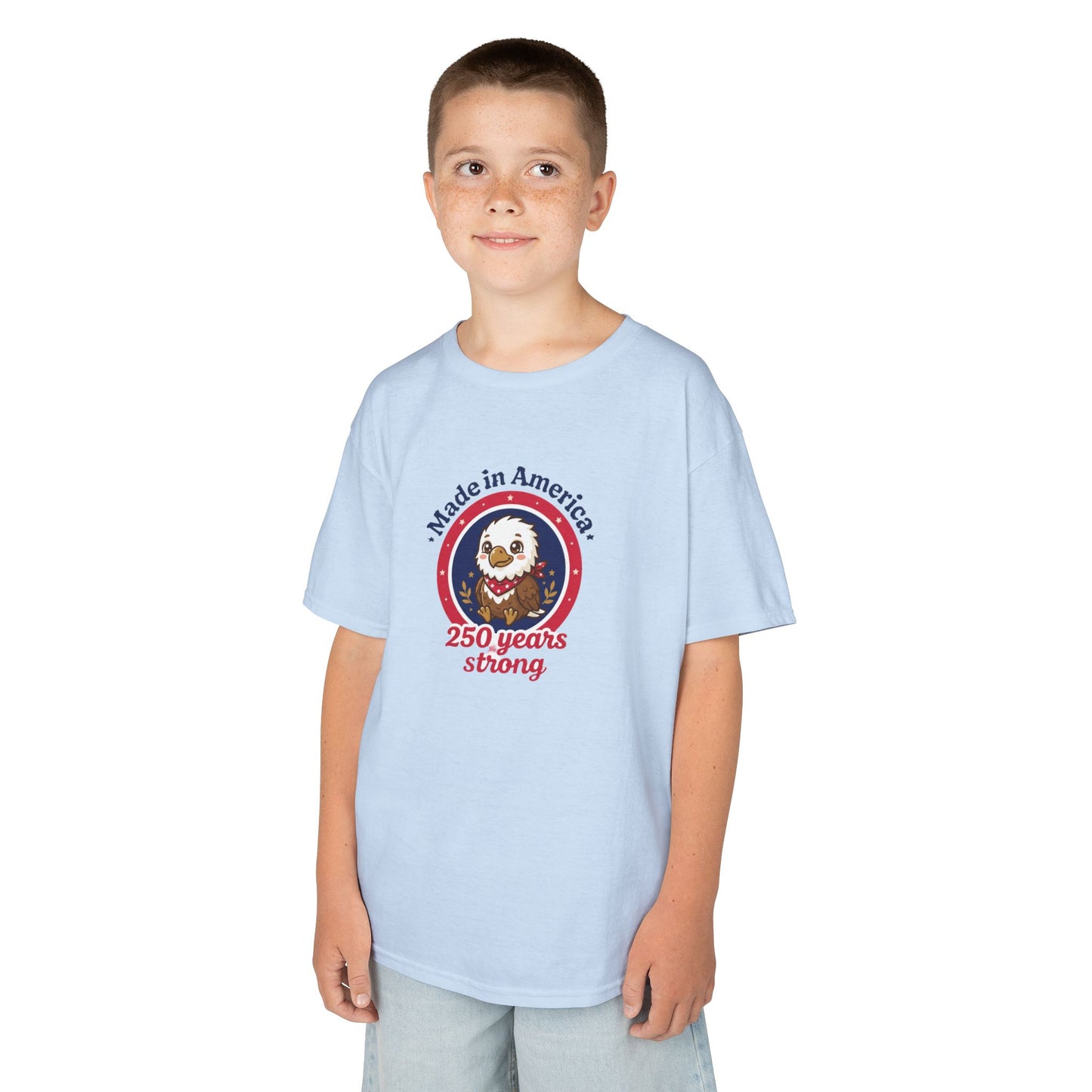 Kids T-Shirt — "Made in America 250 Years Strong" Patriotic Eagle Tee