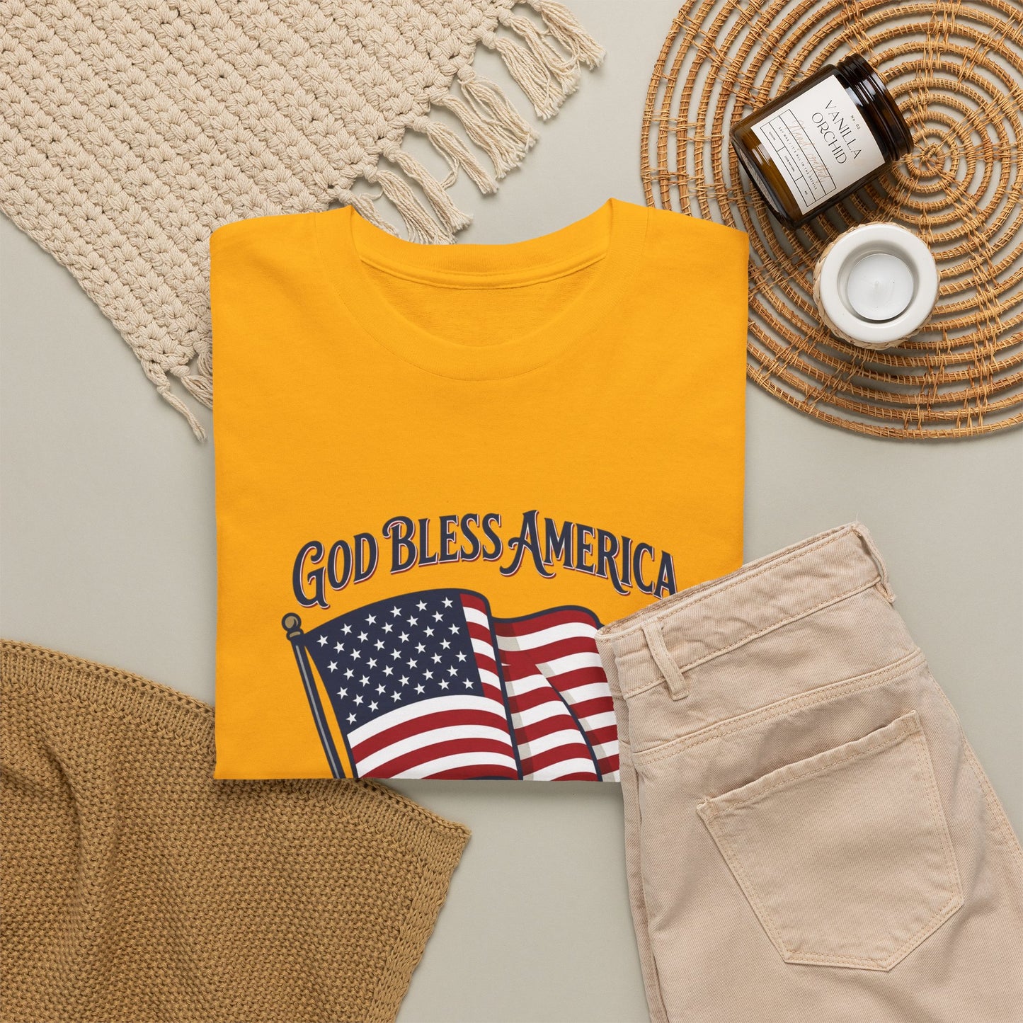 Patriotic Tee - "God Bless America" American Flag T-Shirt for 4th of July