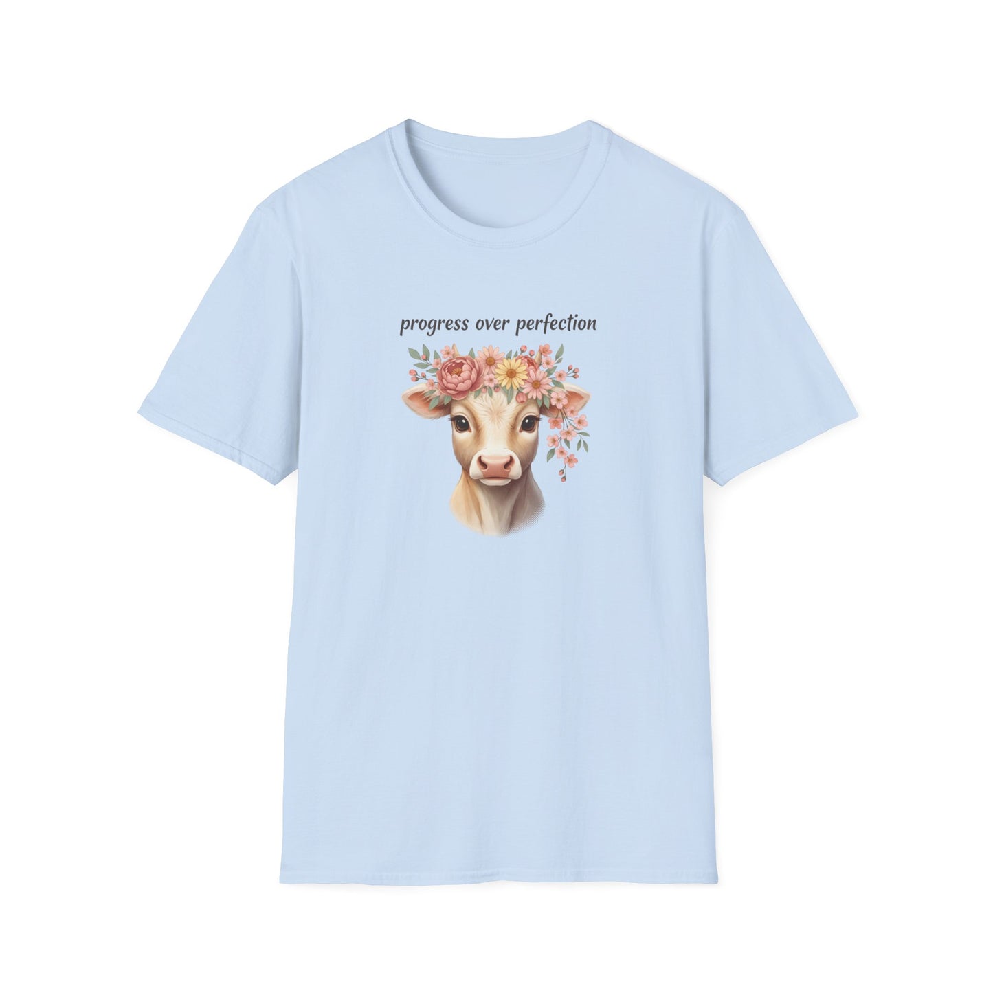 Progress Over Perfection Floral Cow Shirt