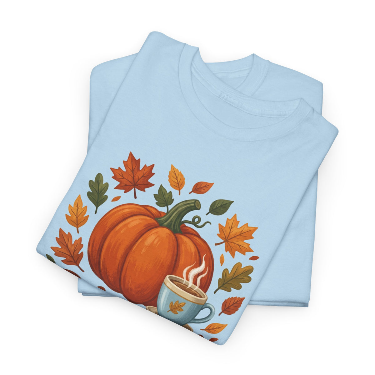 Blessed Pumpkin Fall T-Shirt — Autumn Leaves & Coffee Tee