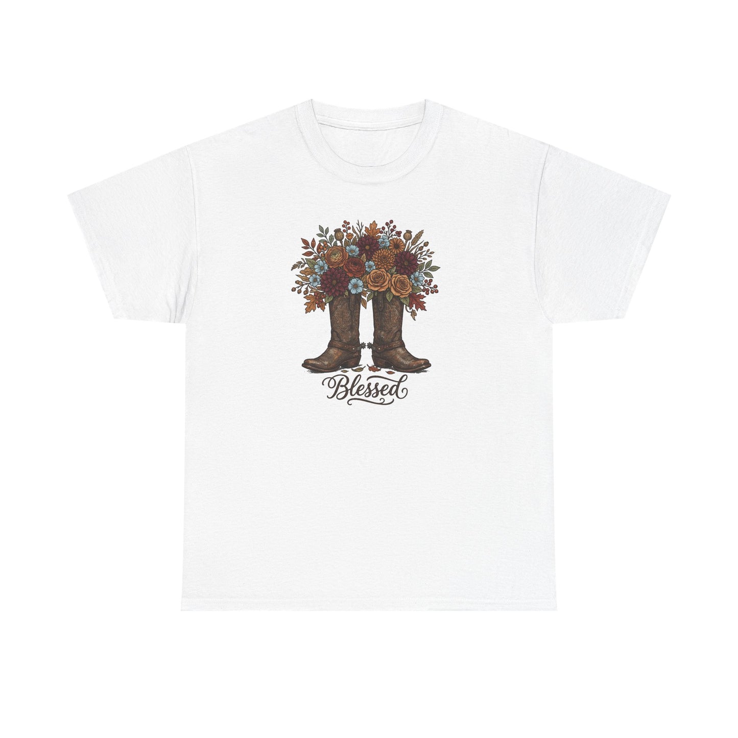 Blessed Cowboy Boots Floral Tee — Rustic Country Western Graphic T-Shirt