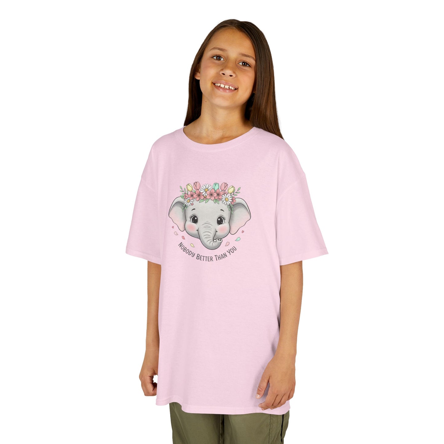 Kids Tee — Cute Elephant with Floral Crown (“Adorable Little One”)