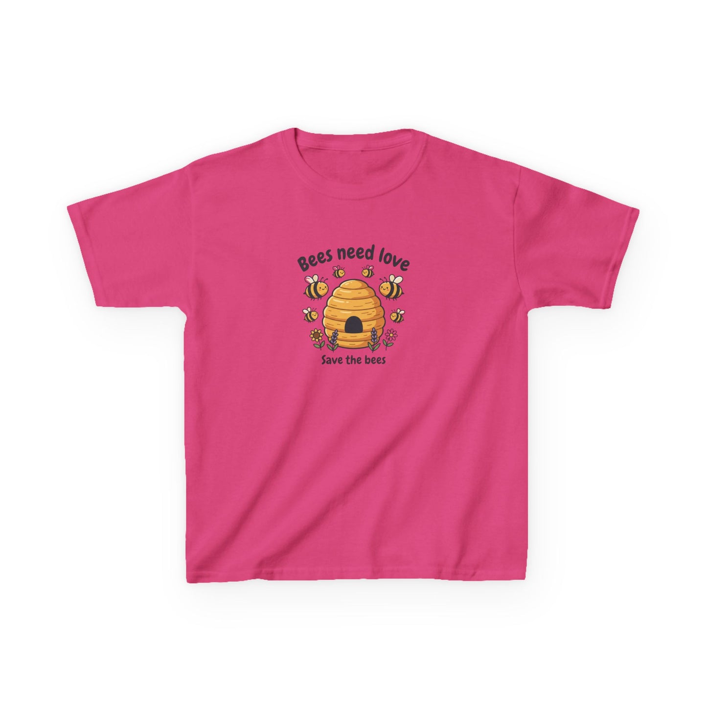 Kids Tee — "Bees Need Love" Save the Bees Cute Bee Skep Graphic