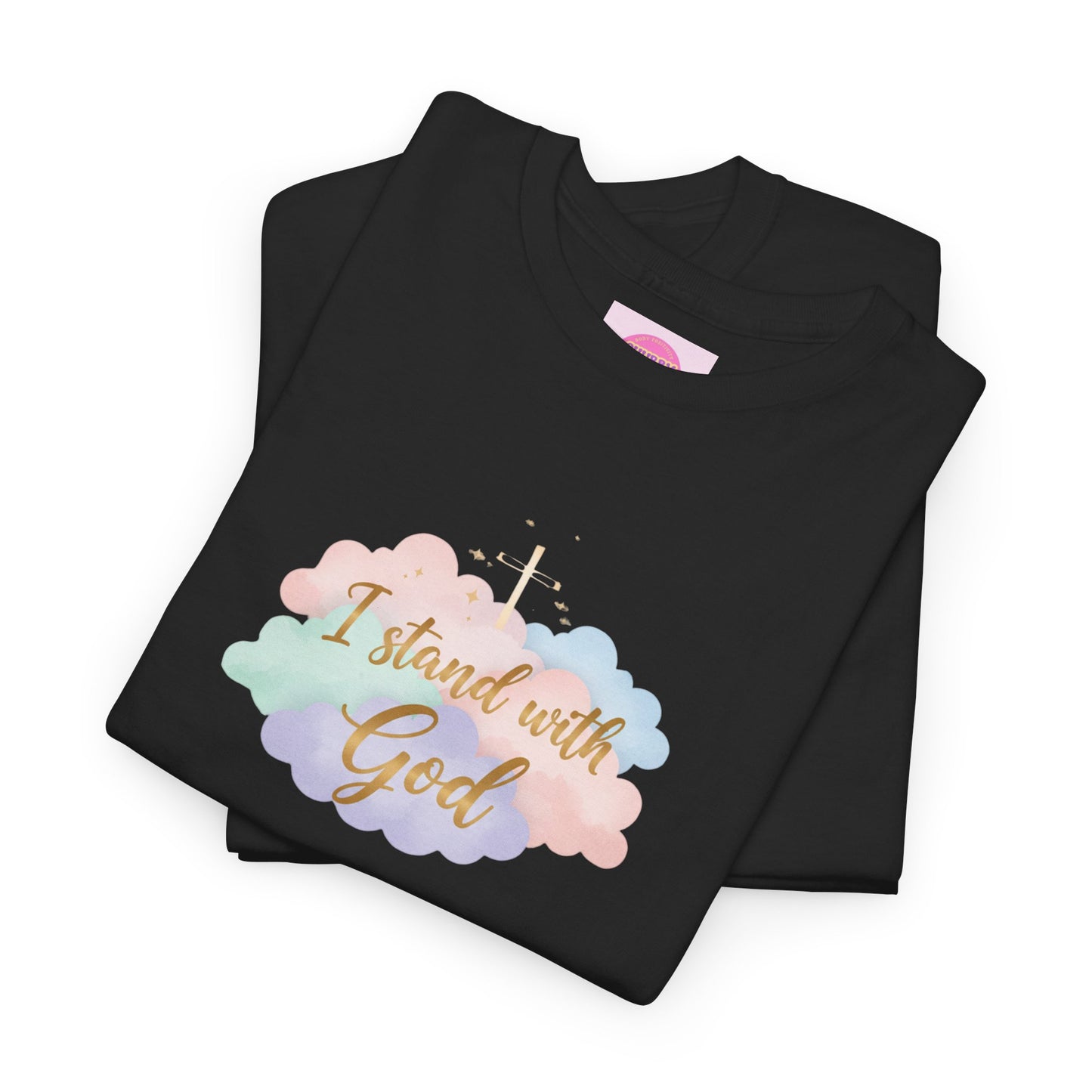 I Stand with God T-Shirt — Pastel Cloud Faith Tee