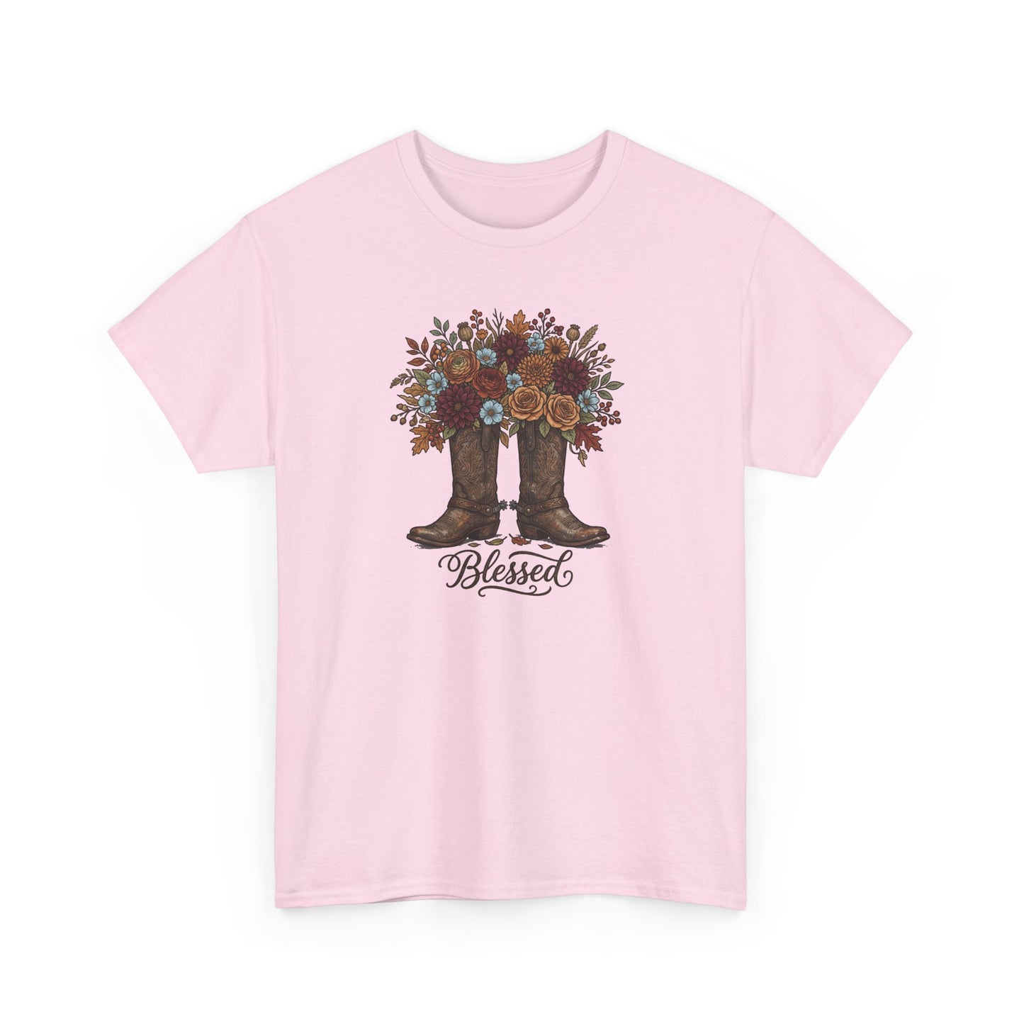 Blessed Cowboy Boots Floral Tee — Rustic Country Western Graphic T-Shirt