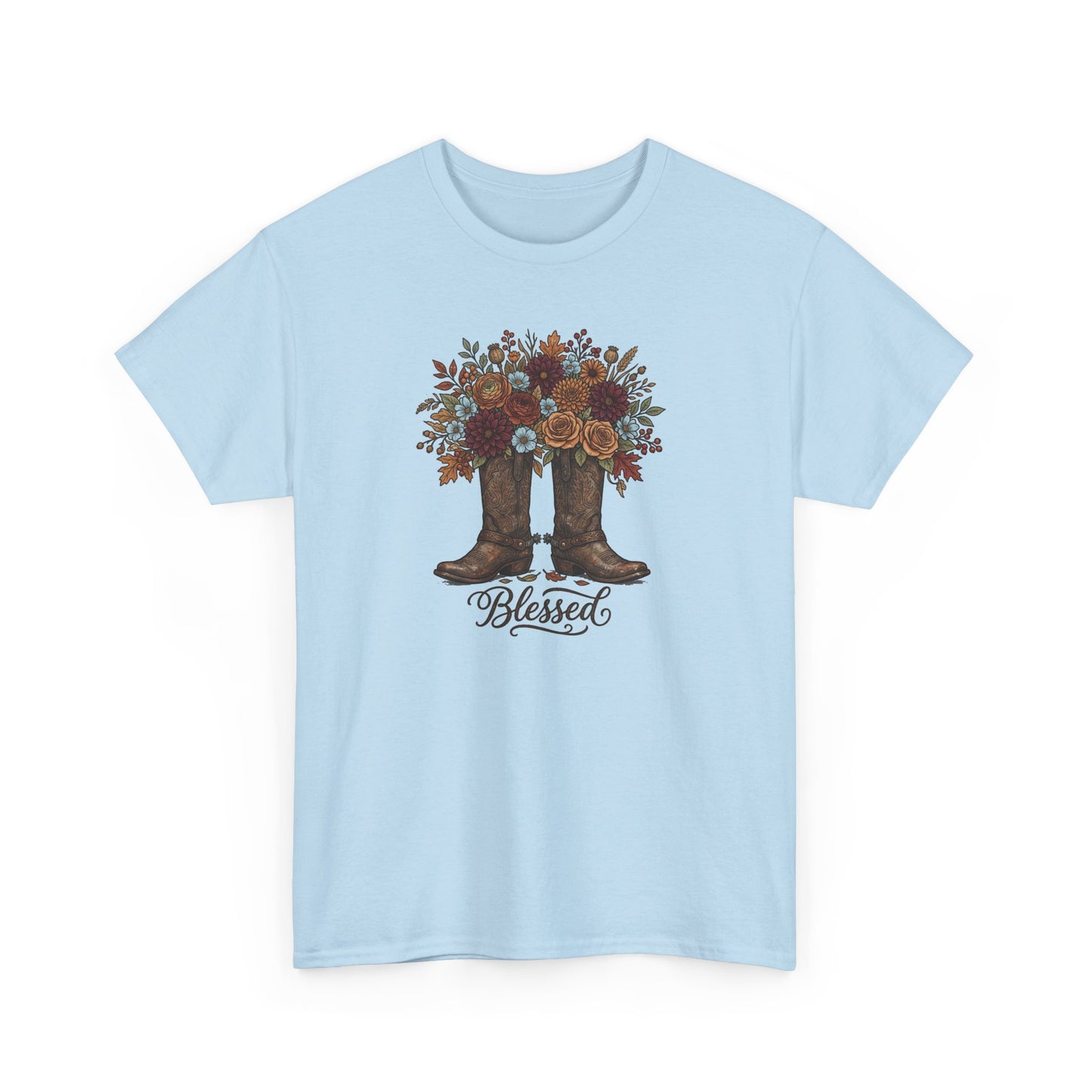 Blessed Cowboy Boots Floral Tee — Rustic Country Western Graphic T-Shirt