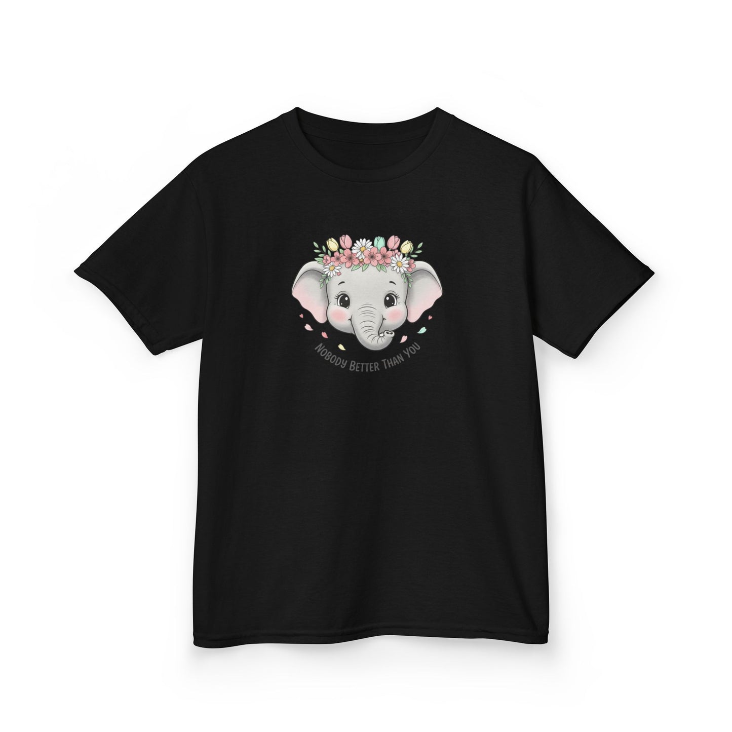 Kids Tee — Cute Elephant with Floral Crown (“Adorable Little One”)