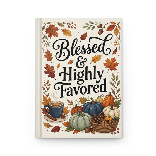 Blessed & Highly Favored Hardcover Journal — Autumn Pumpkin Fall Gratitude Notebook