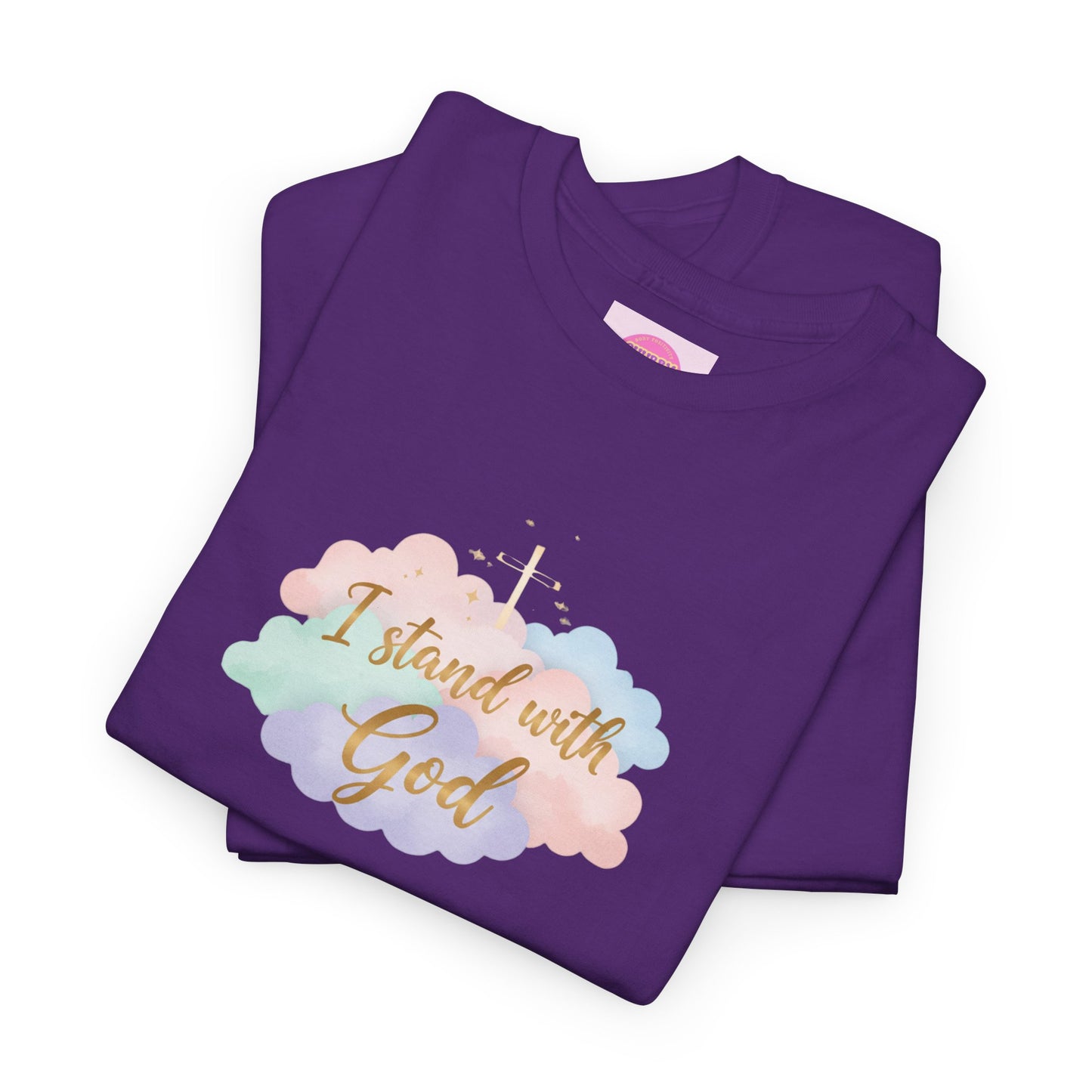 I Stand with God T-Shirt — Pastel Cloud Faith Tee