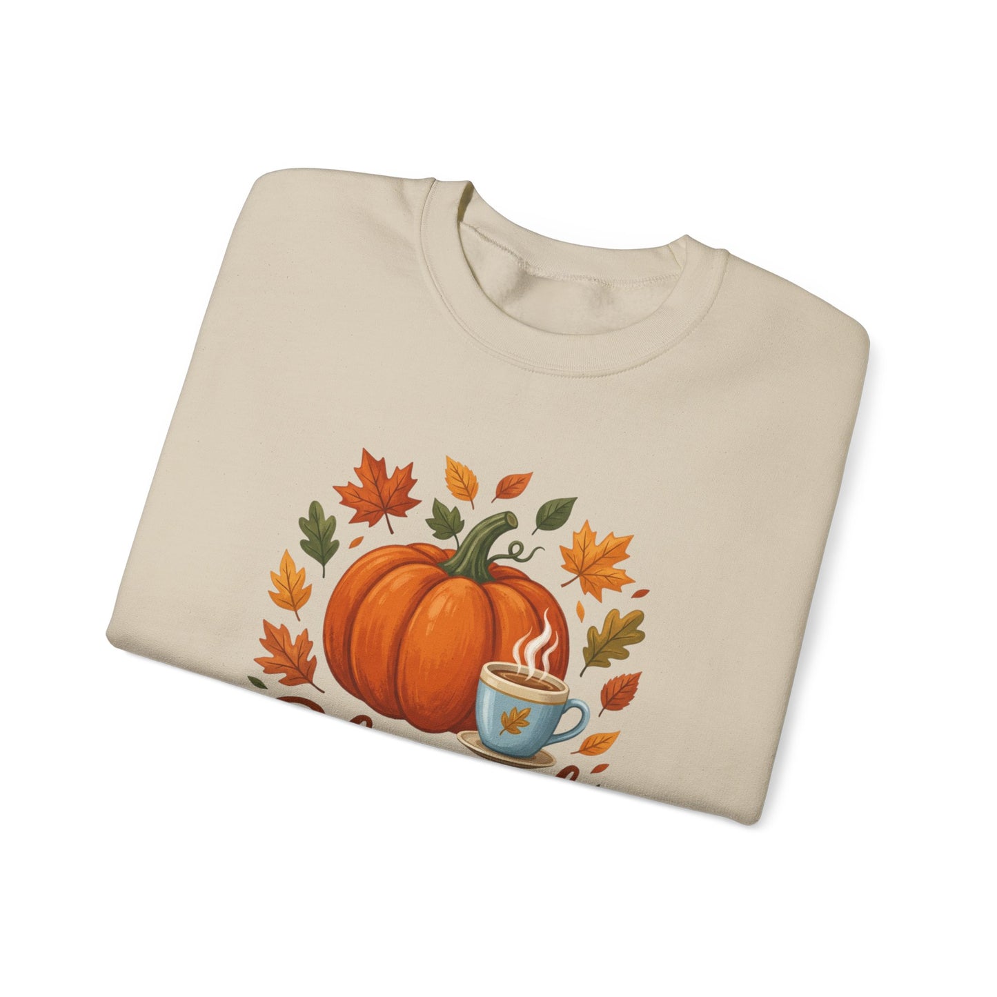 Blessed Pumpkin Fall Sweatshirt — Cozy Autumn Leaves & Coffee Crewneck