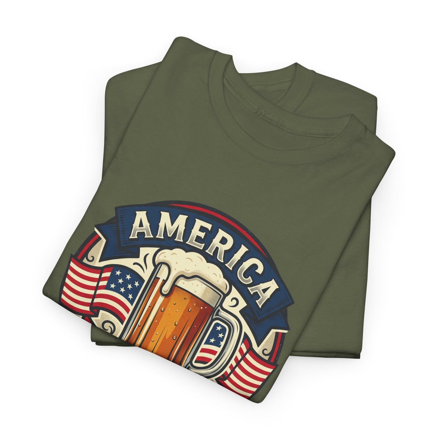 America 250 Years Strong T-Shirt — Patriotic Beer Emblem Tee