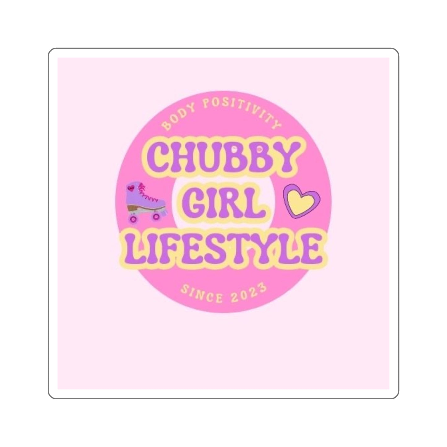 Chubby Girl Lifestyle Square Sticker — Pink Body Positivity Roller Skate Design