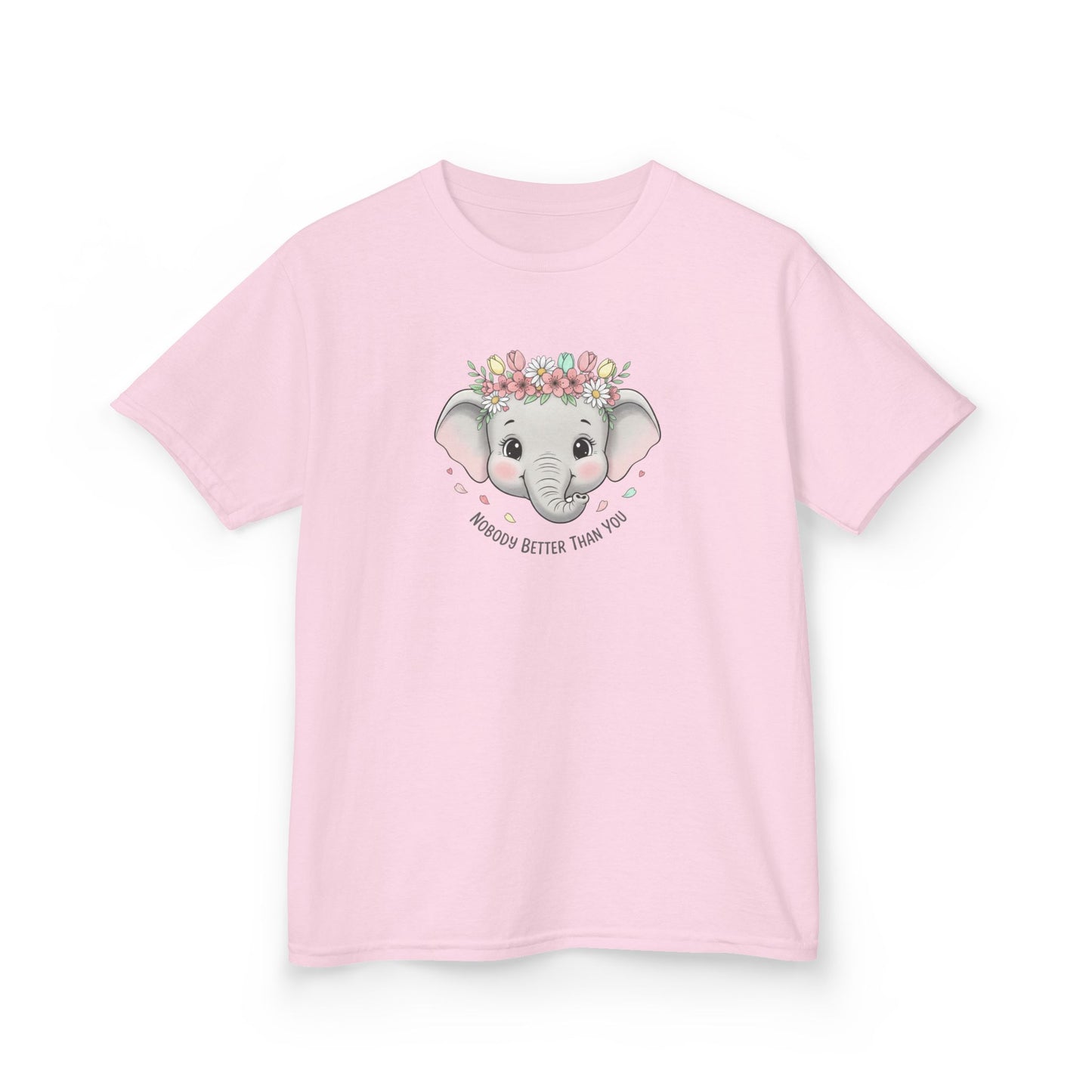 Kids Tee — Cute Elephant with Floral Crown (“Adorable Little One”)