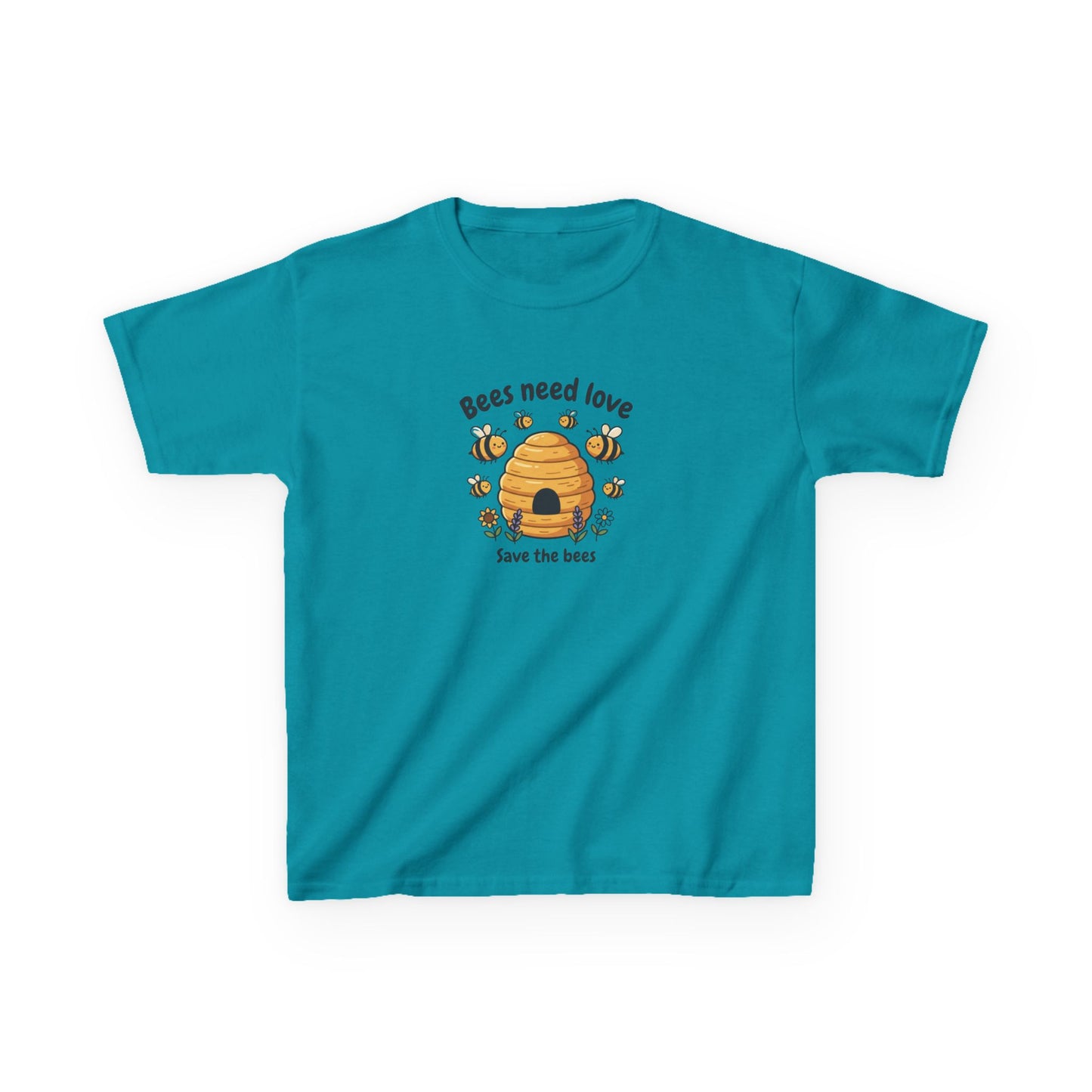 Kids Tee — "Bees Need Love" Save the Bees Cute Bee Skep Graphic