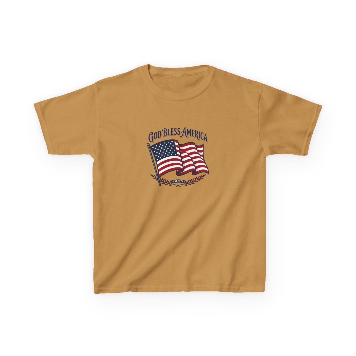 Kids T-Shirt — "God Bless America" American Flag Patriotic Tee for Kids