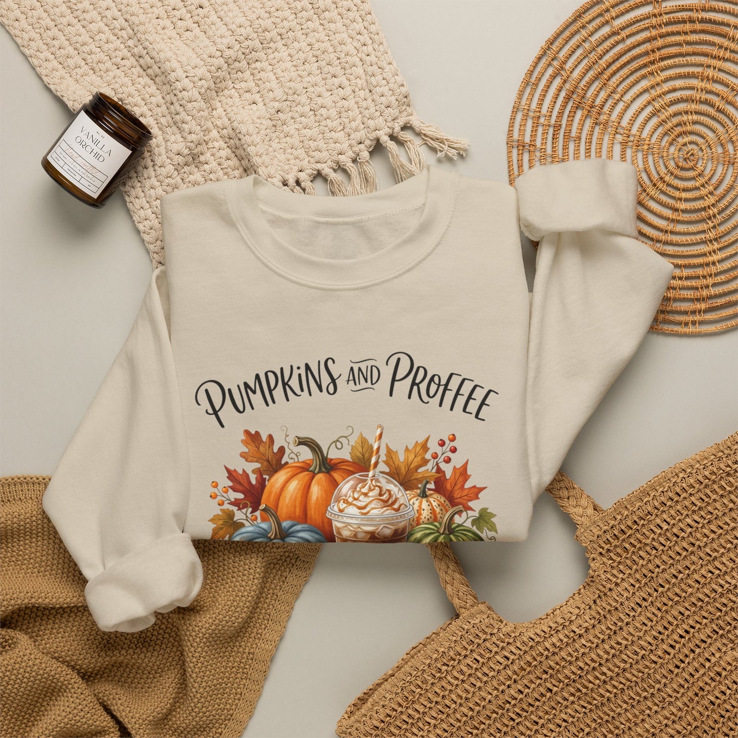 Pumpkins and Proffee (Protein Coffee) Sweatshirt — Fall Pumpkin Bouquet Crewneck
